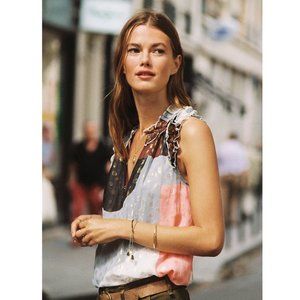 Anthropologie Fantasia Metallic Clip Dot Blouse